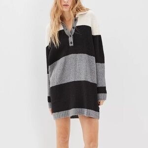 Women’s American Eagle Knit Sweater Dress Stripes Collared sz Small